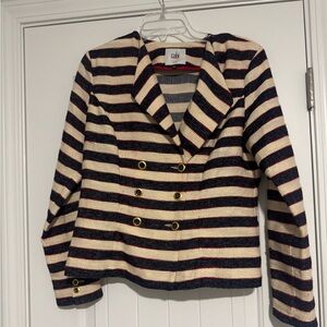 Cabi Cruise Jacket Nautical Striped Blazer Navy Red White Double Breasted Size 6